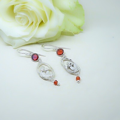 Silver Earrings - Carnelian stones Silver Earrings - Carnelian stones