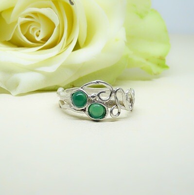 Silver ring - Green Onyx stones Silver ring - Green Onyx stones