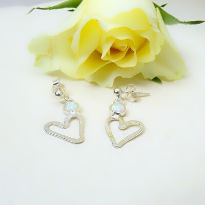 Silver earrings - White Opale stones
