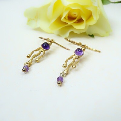 Silver gold-plated earrings - Amethyst stones