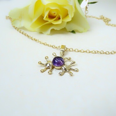 Gold plated silver pendant - Amethyst stones