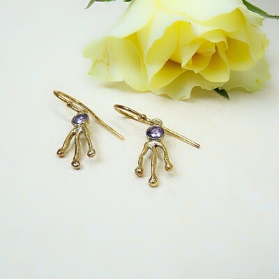 Silver gold-plated earrings - Amethyst zirconia stones