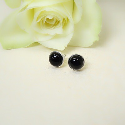 Silver ear studs - Black Onyx stones Silver ear studs - Black Onyx stones