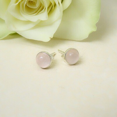 Silver ear studs - Pink Quartz stones Silver ear studs - Pink Quartz stones