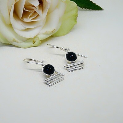Silver earrings - Black Onyx stones