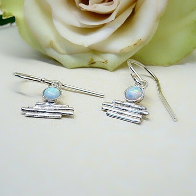 Silver earrings - White Opale stones