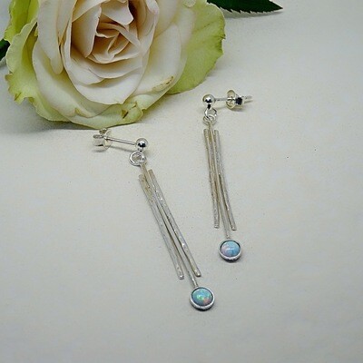 Silver earrings - White Opale stones