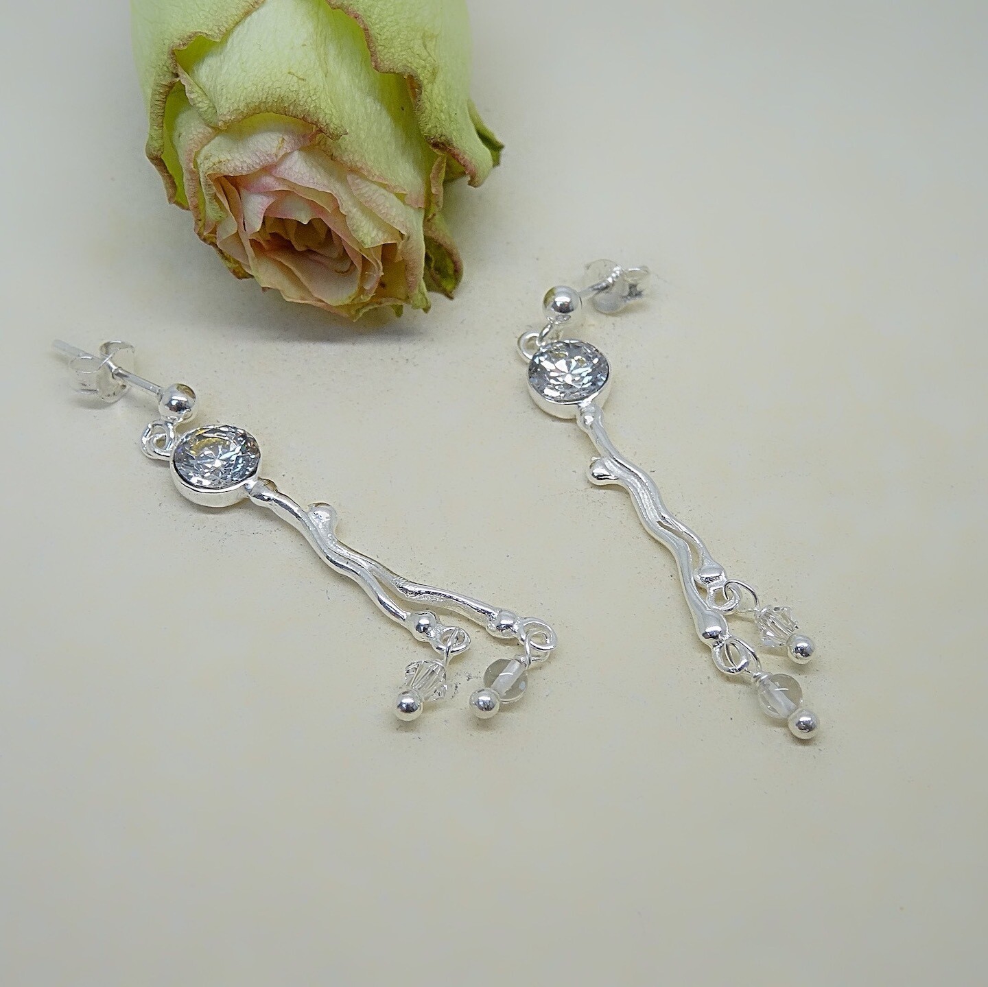 Silver earrings - Crystal stones