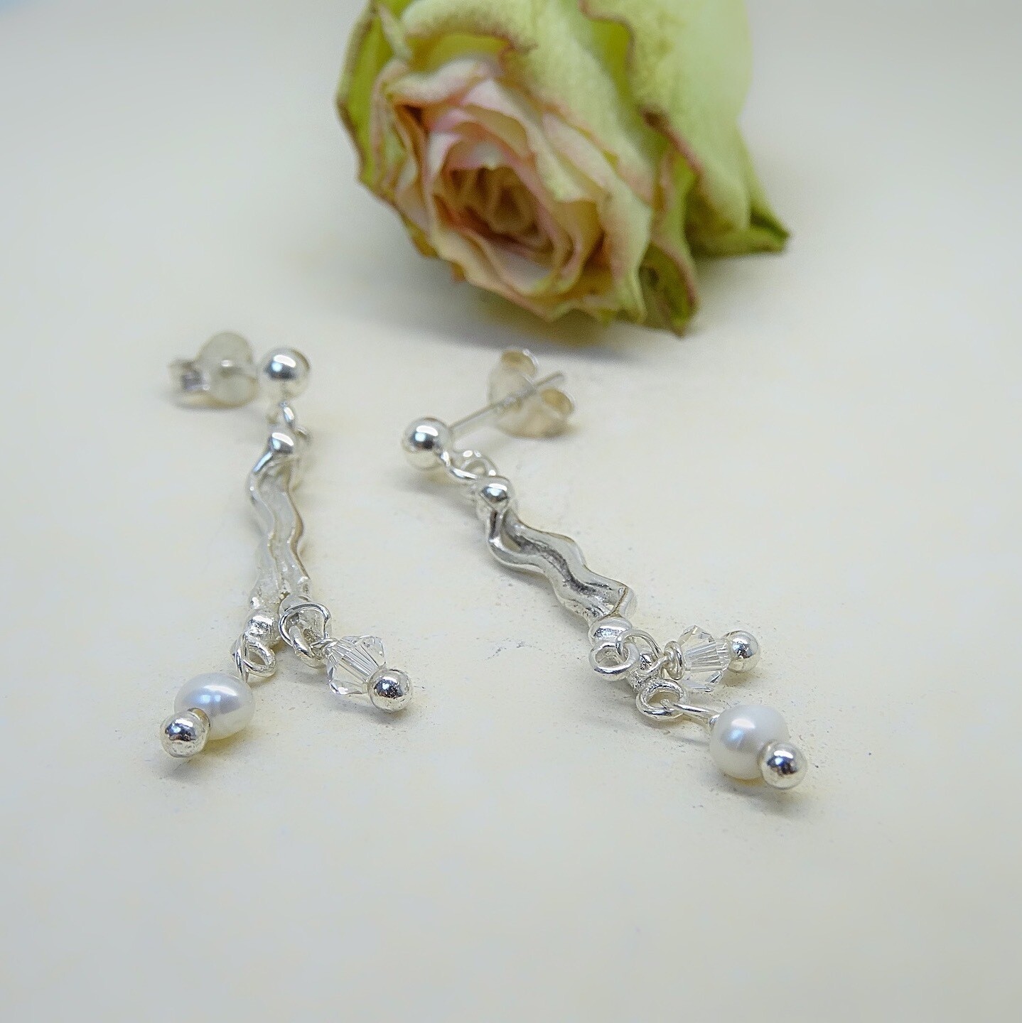 Silver earrings - Crystal and freshwater pearls