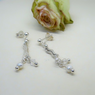 Silver earrings - Crystal and freshwater pearls