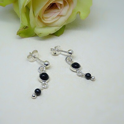 Silver earrings - Black Onyx stones
