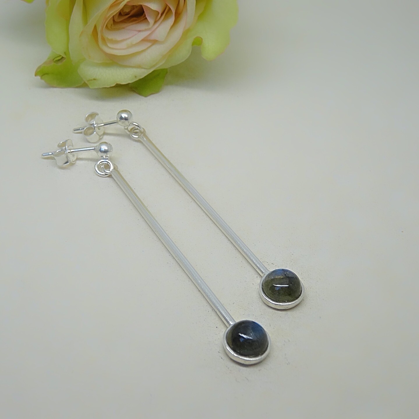 Silver earrings - Labradorite stones