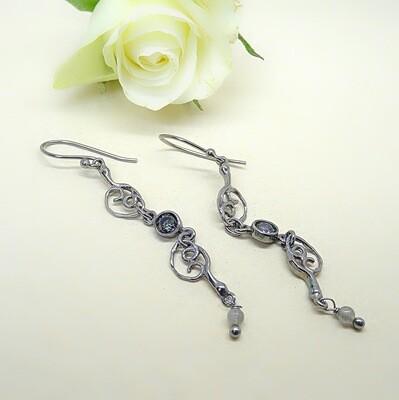 Silver Earrings - Cubic Zirconia stones Silver Earrings - Cubic Zirconia stones
