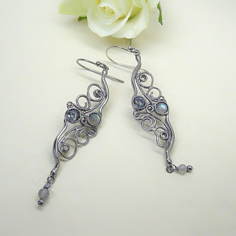 Silver Earrings - Cubic Zirconia stones Silver Earrings - Cubic Zirconia stones