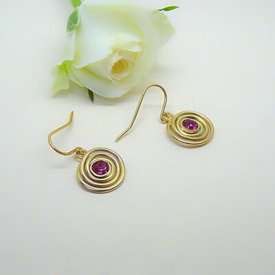 Gold-plated earrings - Fuchsia Swarovski Gold-plated earrings - Fuchsia Swarovski