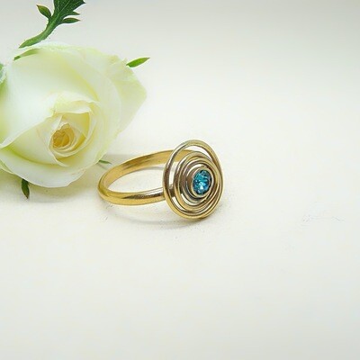 Silver gold-plated ring - Blue Zircon Swarovski Silver gold-plated ring - Blue Zircon Swarovski