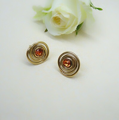 Gold-plated ear studs - Tangerine Swarovski Gold-plated ear studs - Tangerine Swarovski