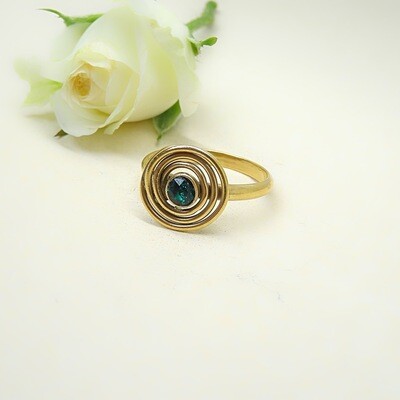 Silver gold-plated ring - Emerald Swarovski Silver gold-plated ring - Emerald Swarovski