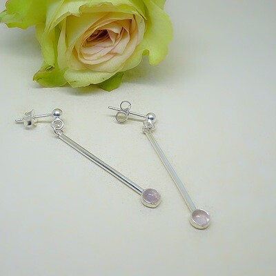 Silver earrings - Pink Quartz gemstones Silver earrings - Pink Quartz gemstones