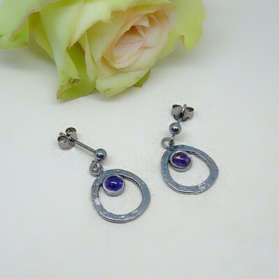 Silver earrings - Amethyst gemstones