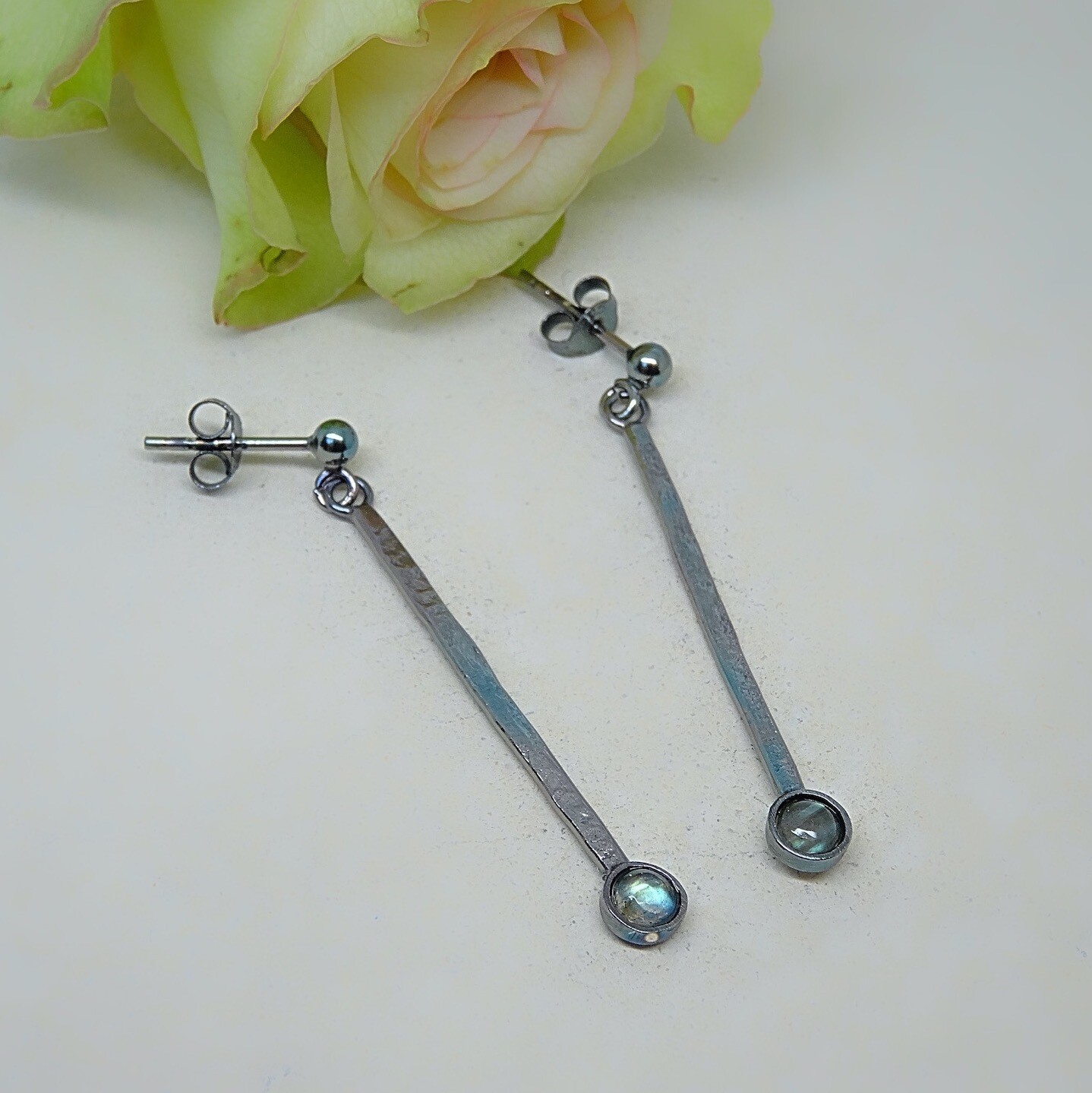 Silver earrings - Labradorite gemstones