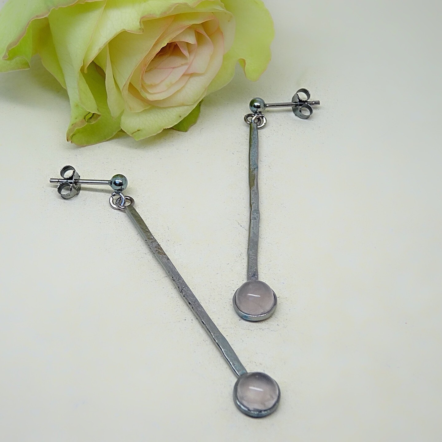 Silver earrings - Pink Quartz gemstones