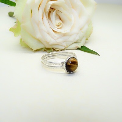 Silver ring - Tiger Eye stone