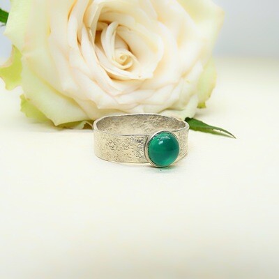 Silver ring - Green Onyx stone