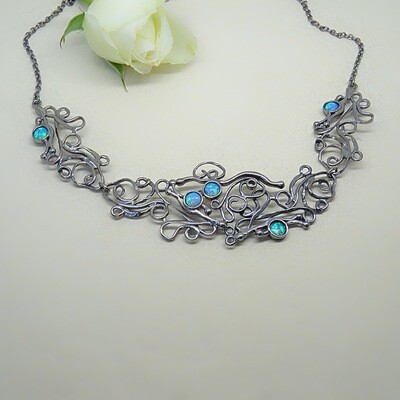 Silver pendant - Blue Opal gemstone Silver pendant - Blue Opal gemstone