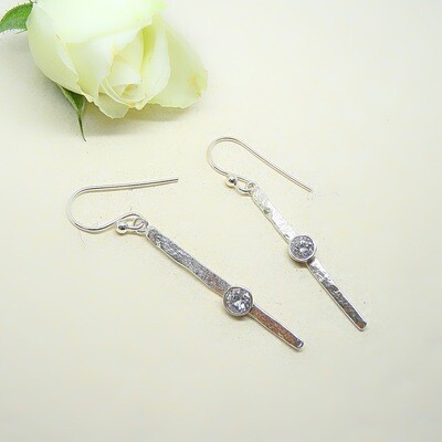 Silver earrings - crystal cubic zirconia Silver earrings - crystal cubic zirconia