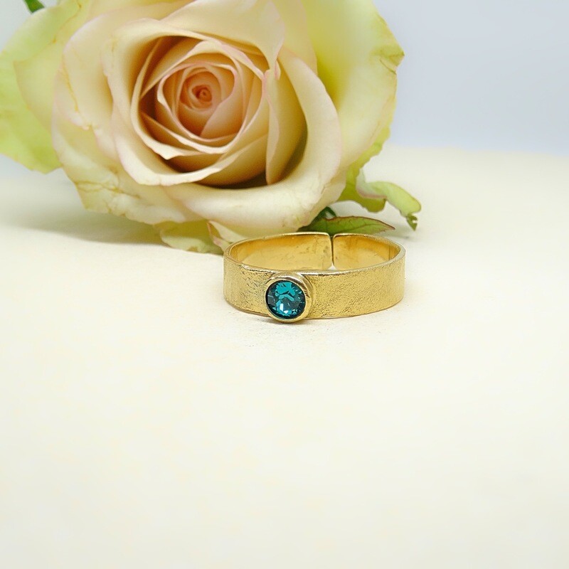 Silver gold-plated ring - Blue Zircon Swarovski Silver gold-plated ring - Blue Zircon Swarovski