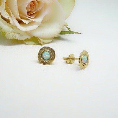 Gold plated earrings - White opal