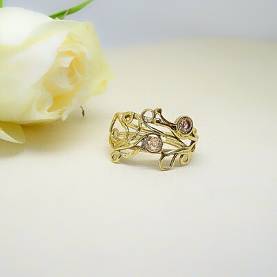 Silver plated ring - Citrine cubic zirconia