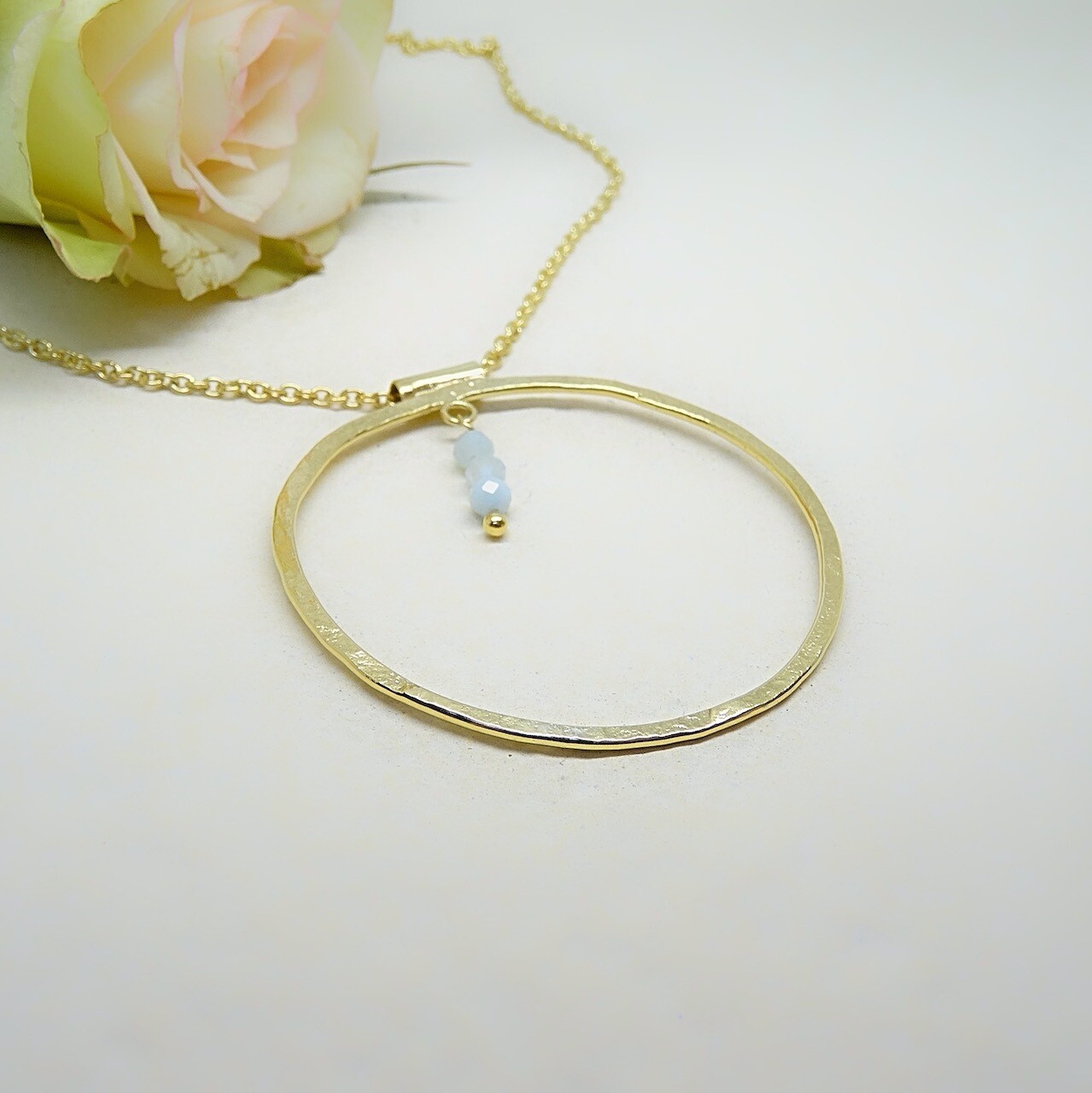 Gold plated silver pendant - Aquamarine