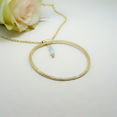 Gold plated silver pendant - Aquamarine