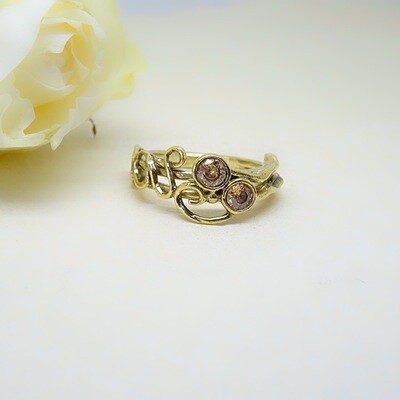Silver plated ring - Citrine cubic zirconia
