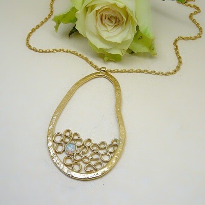 Gold plated silver pendant - White opal Gold plated silver pendant - White opal