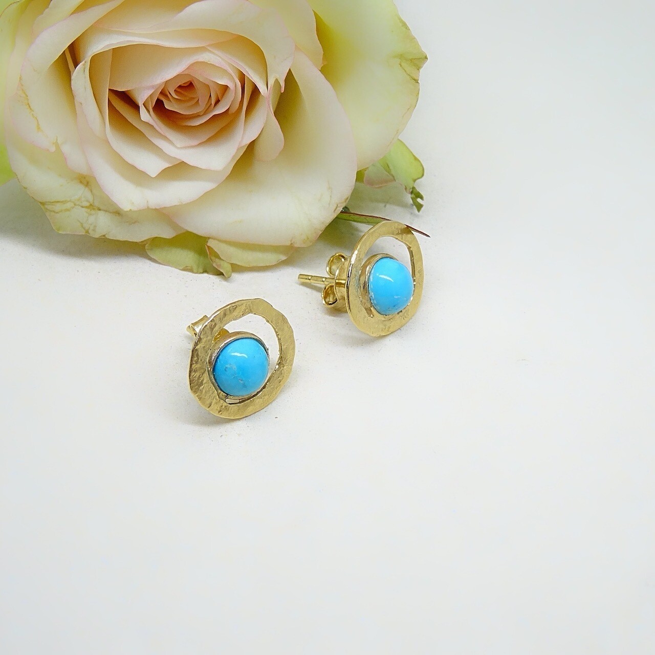 Silver ear studs - Turquoise