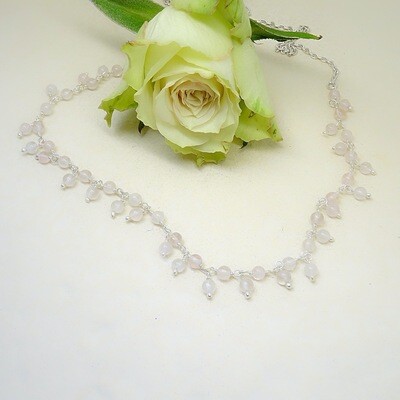 Zilver necklace - Pink Quartz pearls Zilver necklace - Pink Quartz pearls