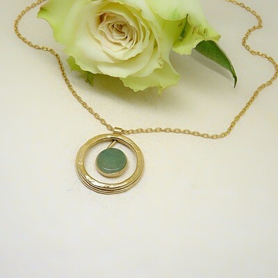 Gold plated silver pendant - Aventurine stone