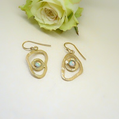 Silver earrings - White Opal