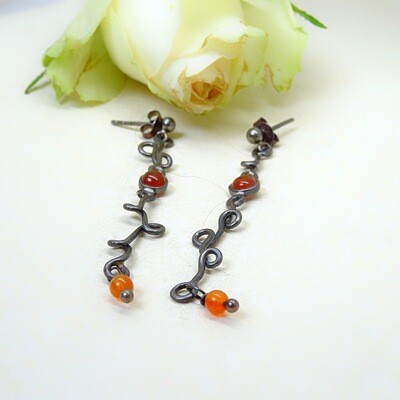Silver earrings - Carnelian