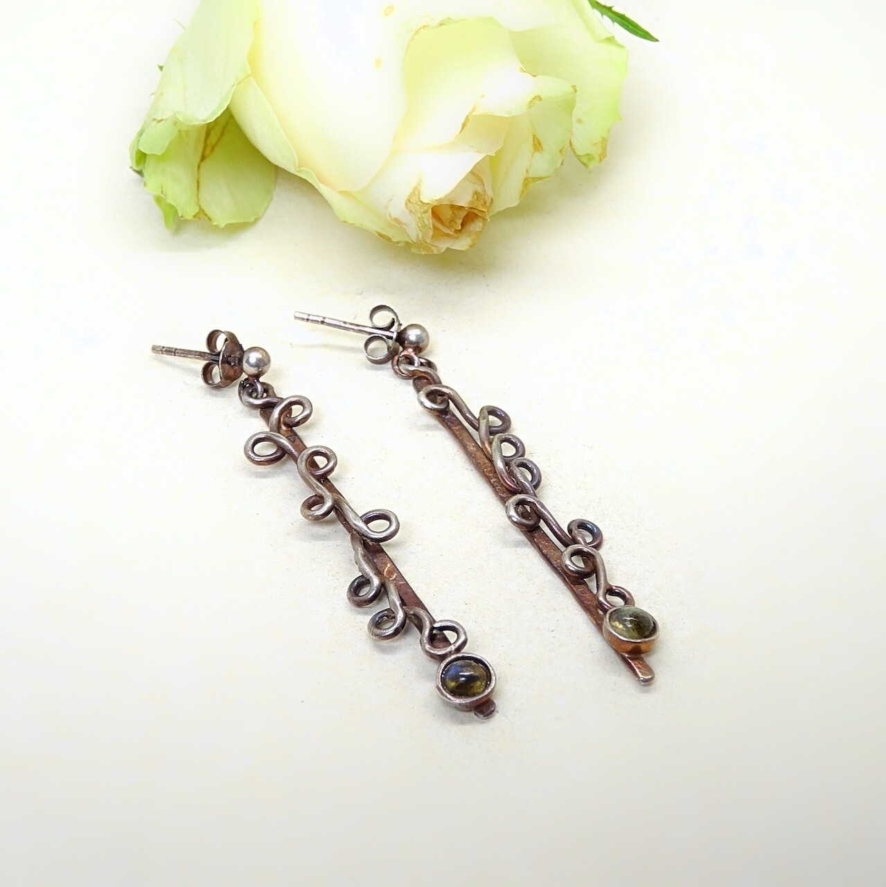 Silver earrings - Labradorite