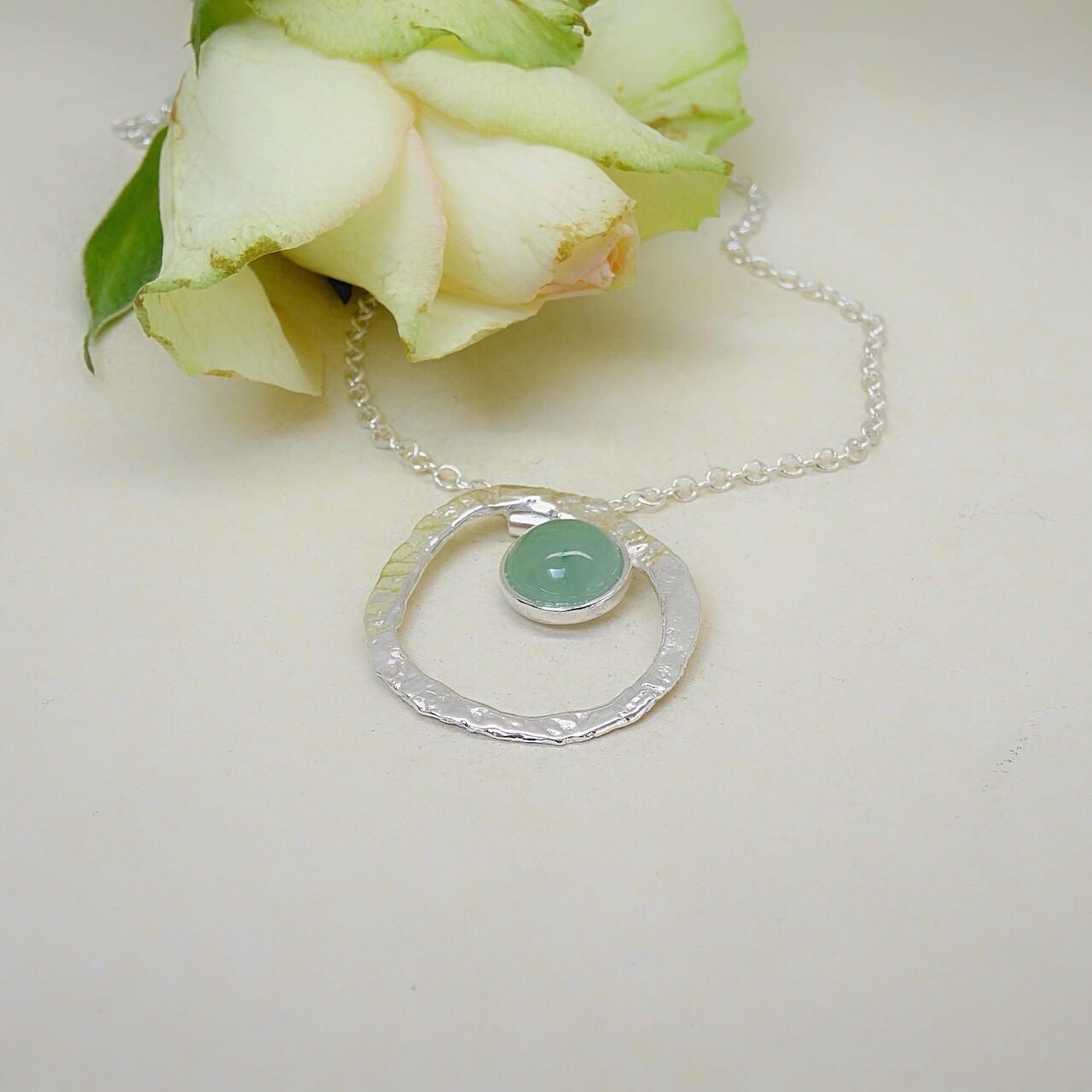 Silver pendant - Aventurine stone