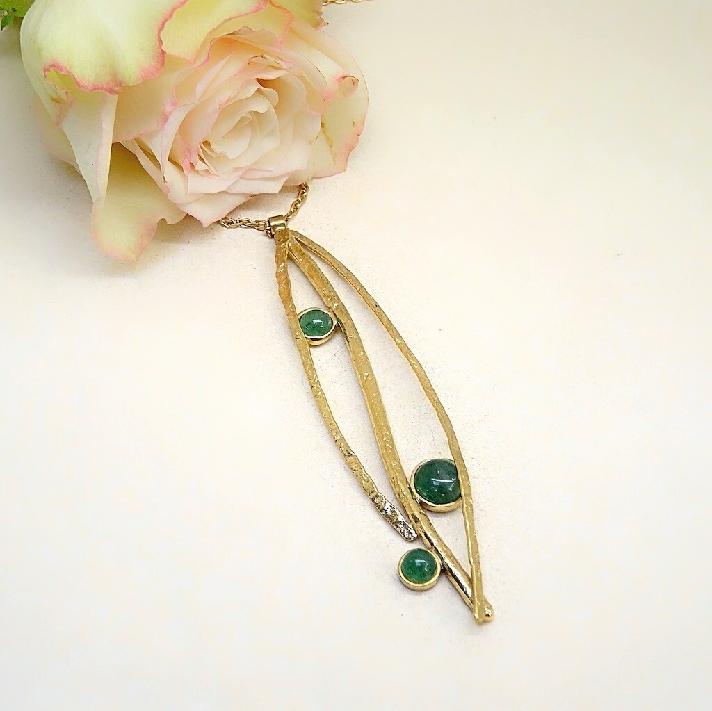 Gold plated silver pendant - Aventurine