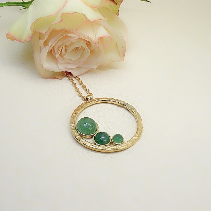 Gold plated silver pendant - Aventurine stones