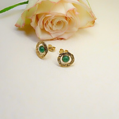 Gold plated earrings - Aventurine stones