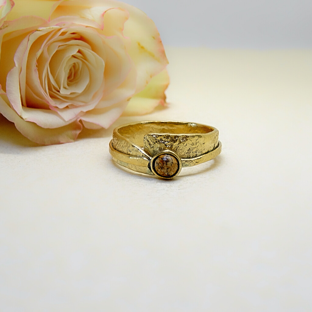 Silver ring gold plated - Jaspis