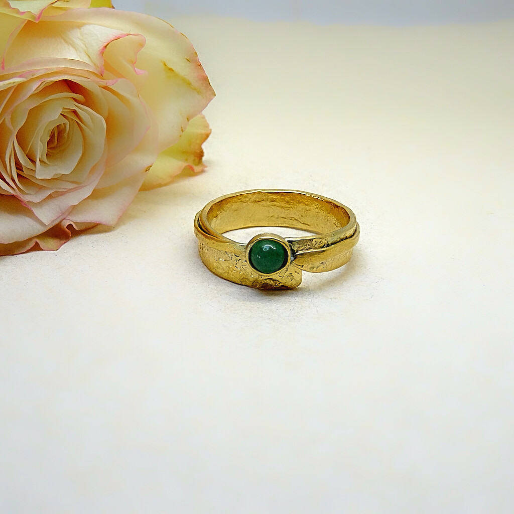 Silver ring goldplated - Aventurine