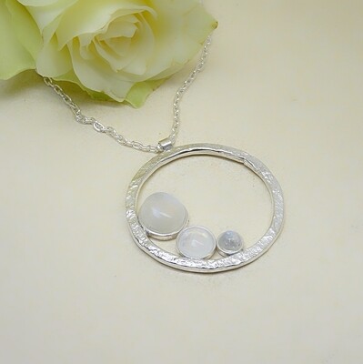 Silver pendant - Moonstones
